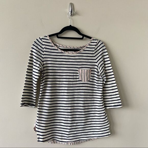 Anthropologie-postmark Stripe Two Pattern Button Back 3/4 Sleeve (XS) - Picture 1 of 7